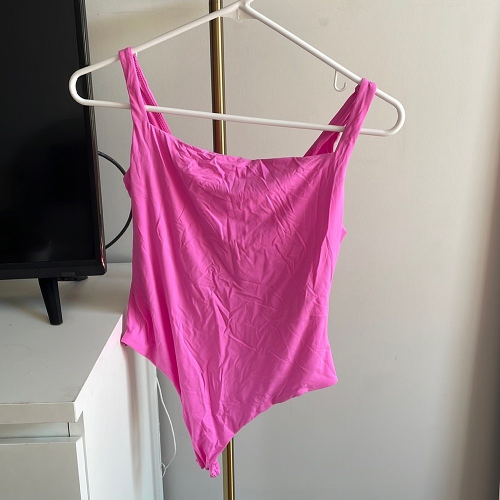 Pink skims bodysuit - FITS EVERYBODY SQUARE NECK- neon orchid